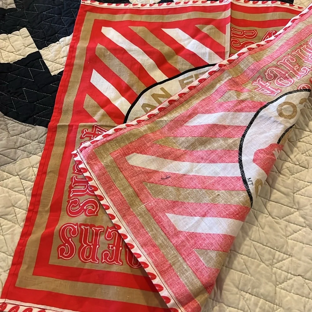 Deadstock Vintage 90s San Francisco 49ers Red and Gold Bandana 16”